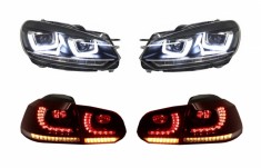 Faruri Chrome si Stopuri Full LED VW Golf 6 VI (2008-up) R20 U Design cu Semnal LED Dinamic Performance AutoTuning