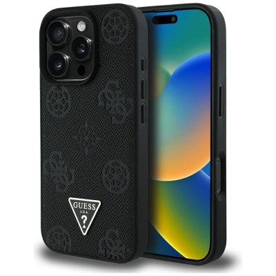 Husa iPhone 16 Pro Max Guess Peony Script MagSafe, negru, GUHMP16XPGBTMK foto