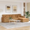 Canapea modulară vidaXL cu taburet și perne, bej, 324x205 cm, coltar living, material l&acirc;nă, cadru metalic