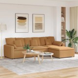 Canapea modulară vidaXL cu taburet și perne, bej, 324x205 cm, coltar living, material l&acirc;nă, cadru metalic