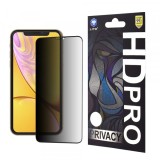 Folie de protectie Ecran Privacy Lito HD Pro pentru Apple iPhone 11 / XR, Sticla Securizata, Full Glue