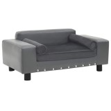 Cumpara ieftin Canapea pentru caini, gri, 81x43x31 cm, plus &amp; piele ecologica