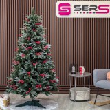 Brad artificial Sersimo, Miahelene Elite, verde nins cu merisoare, mix 2D+3D, 180 cm Household NewTrend