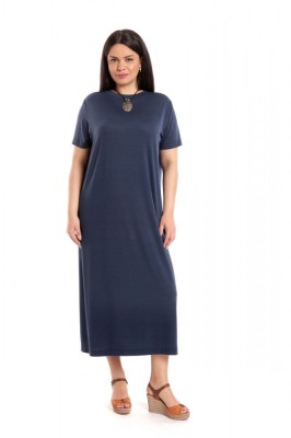 Rochie Dama Lunga Tricot, Bleumarin inchis din Viscoza - XL foto