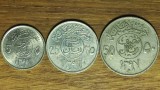Arabia Saudita - set de colectie exotic - 5 + 25 + 50 halala / halalah 1977 - Khalid bin Abdulaziz - design spectaculos !