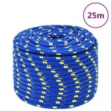 VidaXL Fr&acirc;nghie de barcă, albastru, 12 mm, 25 m, polipropilenă
