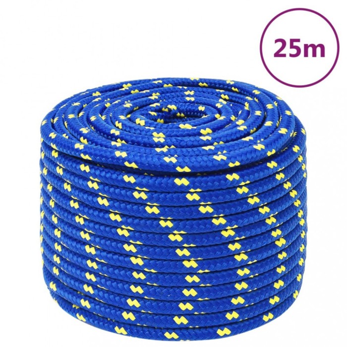 Fr&acirc;nghie de barcă, albastru, 12 mm, 25 m, polipropilenă