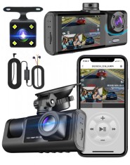 Camera Auto de Bord DVR Tripla Versatyx&reg;, Video in Bucla, Detectare miscare, Vedere nocturna, FULL HD 1080p, Waterproof, Camp vizual ultra-larg 170&deg;,