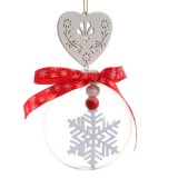 Cumpara ieftin Glob decorativ - Bauble Glass - Felt White Snowflake - Fulg Alb Din Fetru | Kaemingk