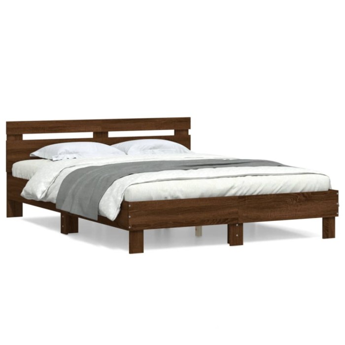 Gossi cadru de pat cu tablie, stejar maro, 140x200cm, lemn prelucrat