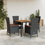 vidaXL Set mobilier de grădină cu perne, 5 piese, negru, poliratan 3277502