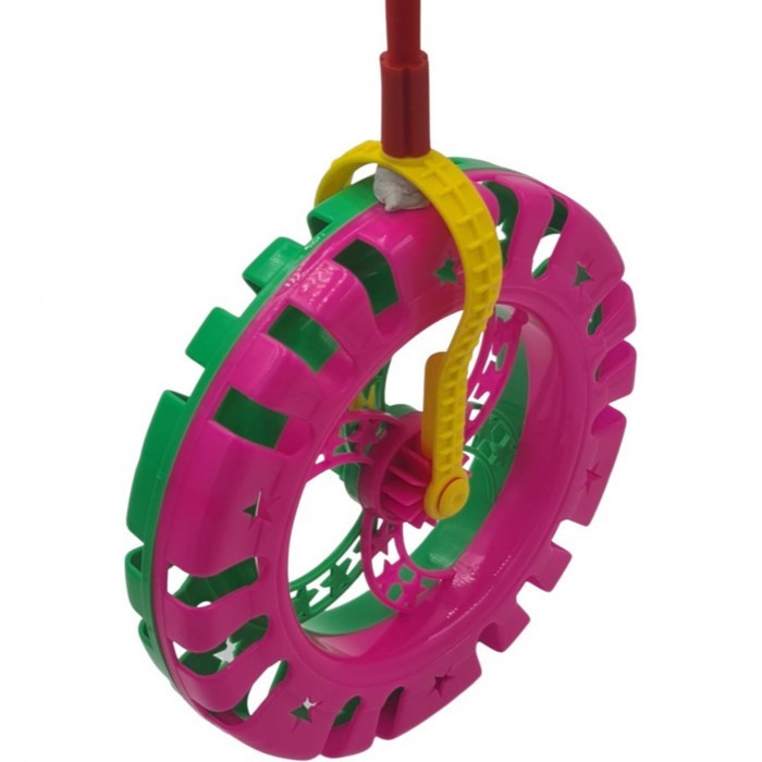 Jucarie interactiva, roata zornaitoare, 20 x 40 cm, roz/verde
