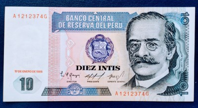 PERU -10INTIS-1986 UNC foto