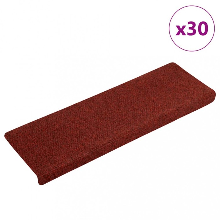 vidaXL Covorașe pentru scări autoadezive, 30 buc., 65x21x4 cm, margini dreptunghiulare, roșu bordeaux 3365695