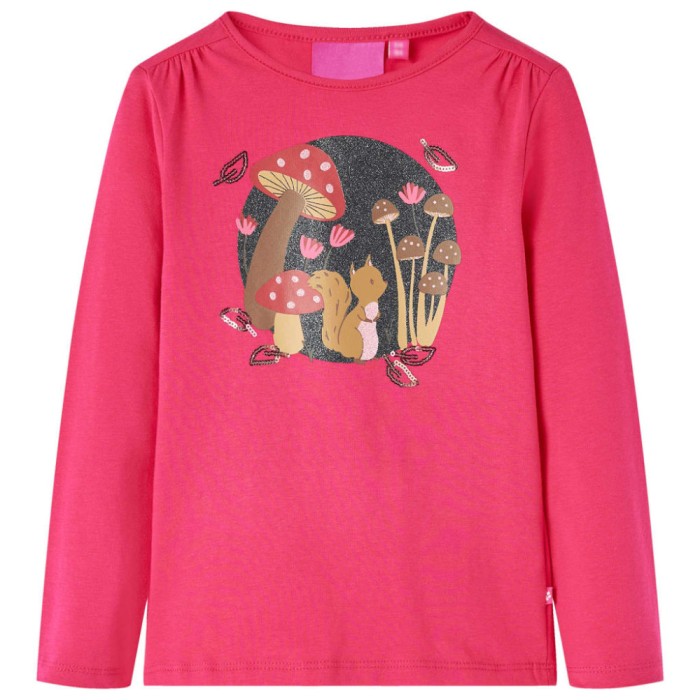 Tricou pentru copii cu m&acirc;neci lungi, roz aprins, 104