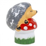 Decoratiune gradina ceramica arici pe ciuperca 16x12cm Zilan EXT 10211