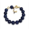 Brățară Argint 925 Placată Aur cu Agat Albastru Safir, Reglabilă 17-23cm - Brățară Damă Elegantă, Handmade Made in Italy