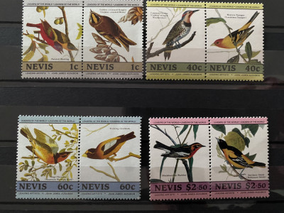 PC448 - Nevis 1985 Fauna/ Pasari Audubon 1, serie MNH, 8v foto