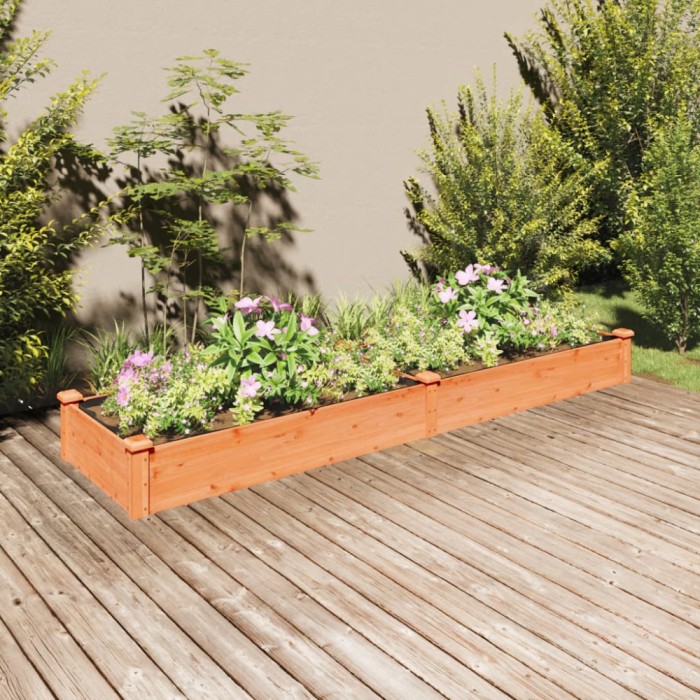 Strat grădină &icirc;nălțat cu căptușeală maro 240x60x25 cm lemn brad