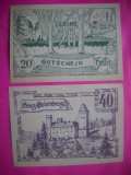 HOPCT BANCNOTA NOTGELD NR 38 - LEBING - SET 2 BUC -40 SI 20 HELLER 1920 -AUSTRIA-UNC