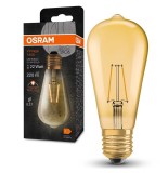 Bec LED Osram Vintage 1906 FIL GOLD A22, E27, 2.5W (22W), 220 lm, lumina calda (2400K), clasa energetica F, Resigilat, Grad A