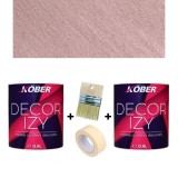 Cumpara ieftin Pachet 2x Vopsea decorativa interior Kober Decor Izy Maro Tutun 0.9L + Pensula
