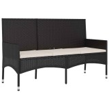 Cumpara ieftin Banca de gradina cu 3 locuri, cu perne, negru, poliratan