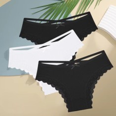 Set 3 perechi de chiloti pentru dama, CH097, Negru/Alb