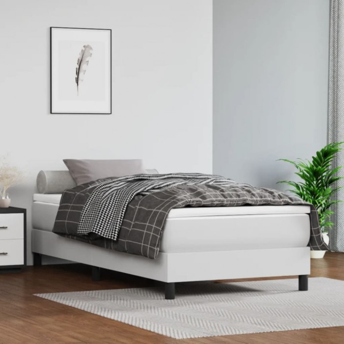 vidaXL Saltea de pat cu arcuri, alb, 80x200x20 cm, piele ecologică 347683
