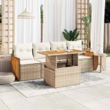 VidaXL Set canapele de grădină cu perne 5 piese bej poliratan/acacia 3327656