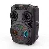 Boxa Portabila Wireless ZQS 8107S, Lumini LED RGB, 3000Mah acumulator, Suport Microfon AUX, Telecomanda, Negru