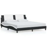 Cumpara ieftin Cadru de pat fara saltea Zadar negru si alb 180x200cm piele artificiala