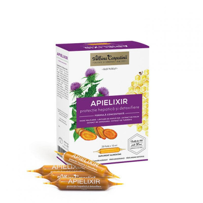 Apielixir Protectie Hepatica si Detoxifiere 20 fiole x 10 mililitri Apicola Pastoral Georgescu foto