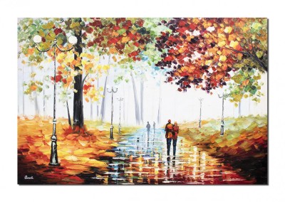Tablou indragostiti GIGANT pictat manual, Noi doi spre viitor, 150x100cm pictura ulei pe panza in cutit efect 3D foto