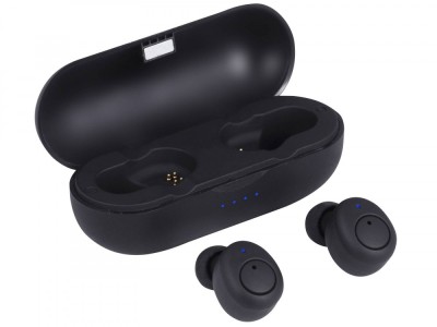 Casti mini Bluetooth cu microfon HMP 12E05 AIRBUDS negru Trevi foto