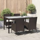vidaXL Set mobilier de exterior cu perne, 5 piese, maro, poliratan 3094819