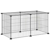 Cumpara ieftin Cusca animale de companie, 8 panouri, negru, 70x35x35 cm, otel