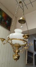 Lampadar, opalina electrica din alama cu bronz foto