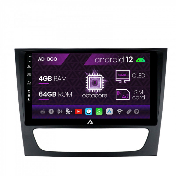 Navigatie Mercedes Benz W211 CLS, Android 12, Q-Octacore 4GB RAM + 64GB ROM, 9 Inch - AD-BGQ9004+AD-BGRKIT415