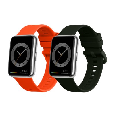 Set 2 Curele Kwmobile pentru Huawei Watch Fit 2, Verde inchis/Portocaliu, Silicon, KWM000016VU007C foto