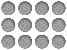 Set farfurii 12 piese pentru supa, Portelan, Albe, Model Gri, diametru 20 cm