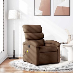 vidaXL Fotoliu de masaj rabatabil, maro, material textil foto