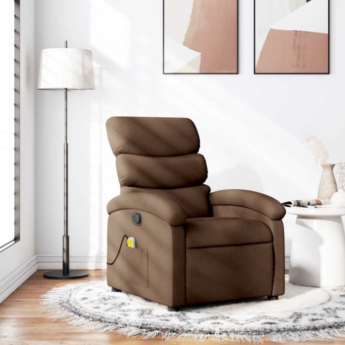 vidaXL Fotoliu de masaj rabatabil, maro, material textil