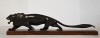 Leu sculptat in corn de animal - statueta pe suport de lemn - Art Deco