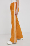 Adidas Originals Pantaloni de catifea cord femei, culoarea portocaliu, cu imprimeu