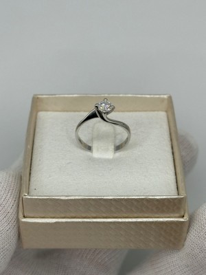 INEL AUR ALB 18K + 1 Diamant = 0.40ct - VVS1- Solitaire - De Logodna + Certificat ! foto