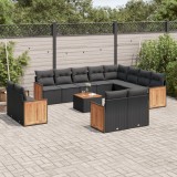 Cumpara ieftin Gossi set mobilier de gradina cu perne, 13 piese, negru, poliratan
