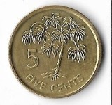 Moneda 5 cents 2010 - Seychelles