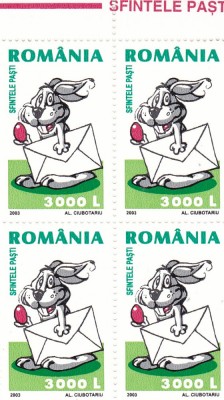 ROMANIA 2003 LP 1609 SFINTELE PASTI BLOC DE 4 TIMBRE MNH foto
