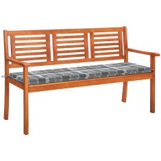 vidaXL Bancă grădină 3 locuri, cu pernă, 150 cm, lemn masiv eucalipt 3061010